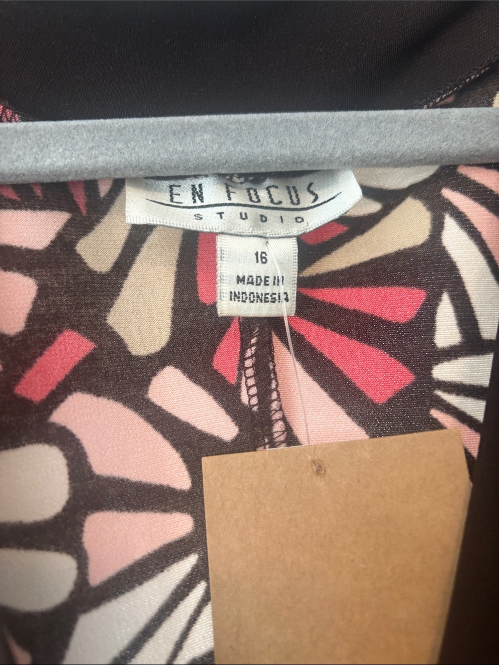 Enfocus Studio Black Midi Dress with Pink and Red Floral Print - Picture 2 of 3